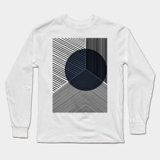 Navy Geometric Line Drawing Long Sleeve T-Shirt